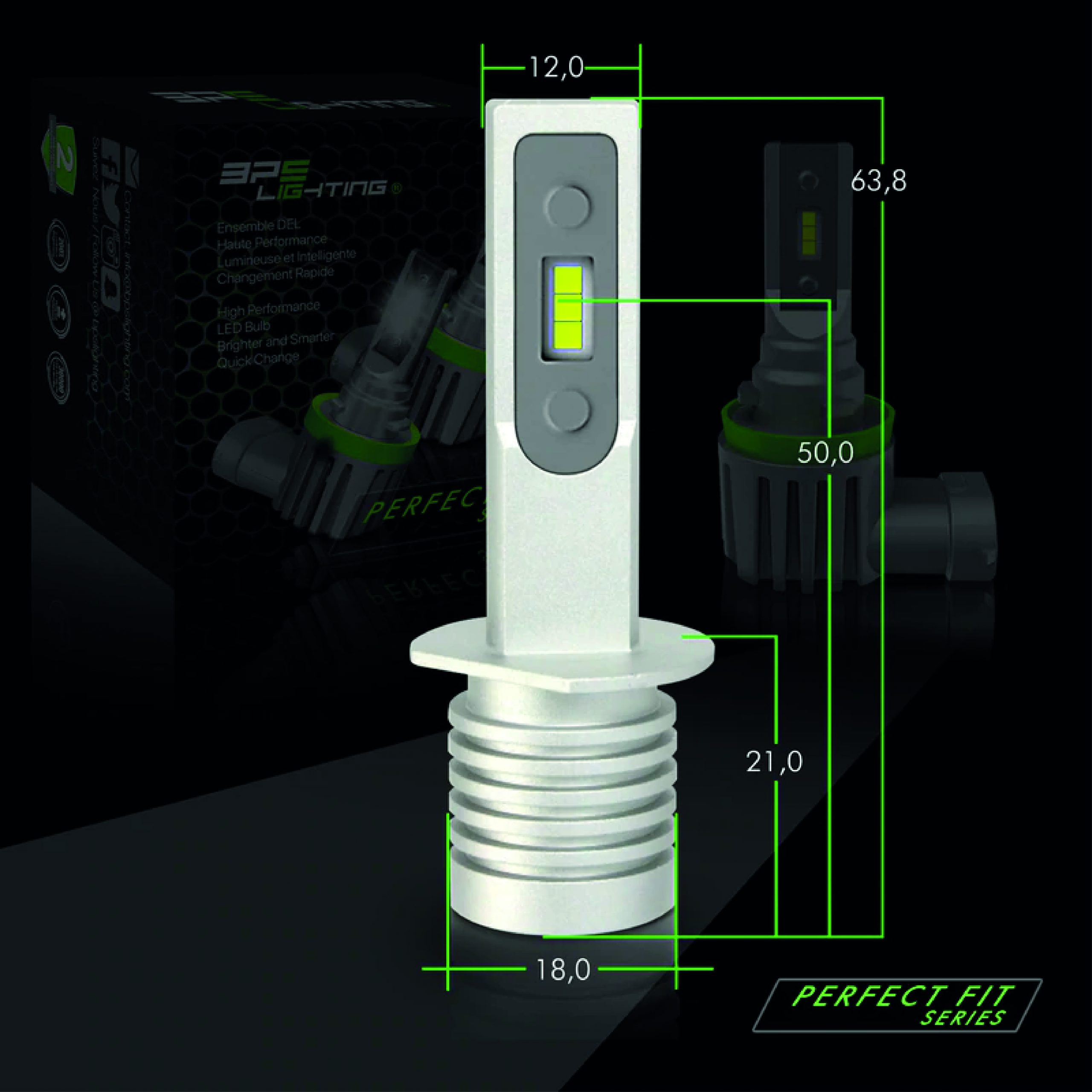 BPS LIGHTING - Ampoules de phares à LED H1 série Perfect Fit 8000 Lumens - PFH1 – Image 2