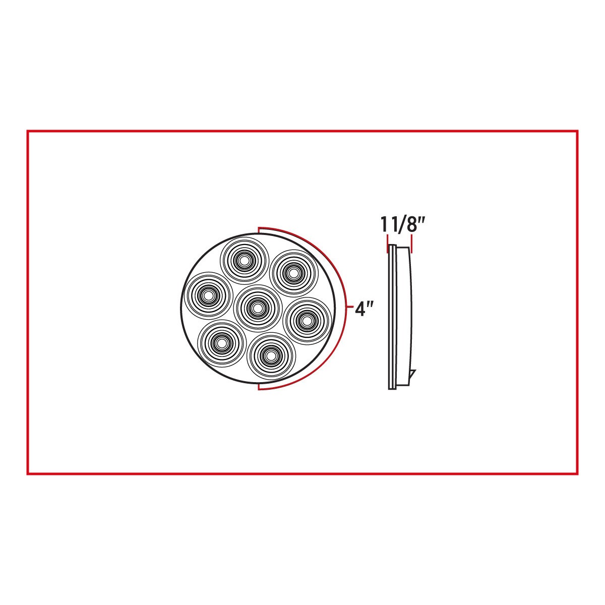 TRUX - 4 Inch round LED - Bright Red (8 Diodes) - TLED-48R - Image 4