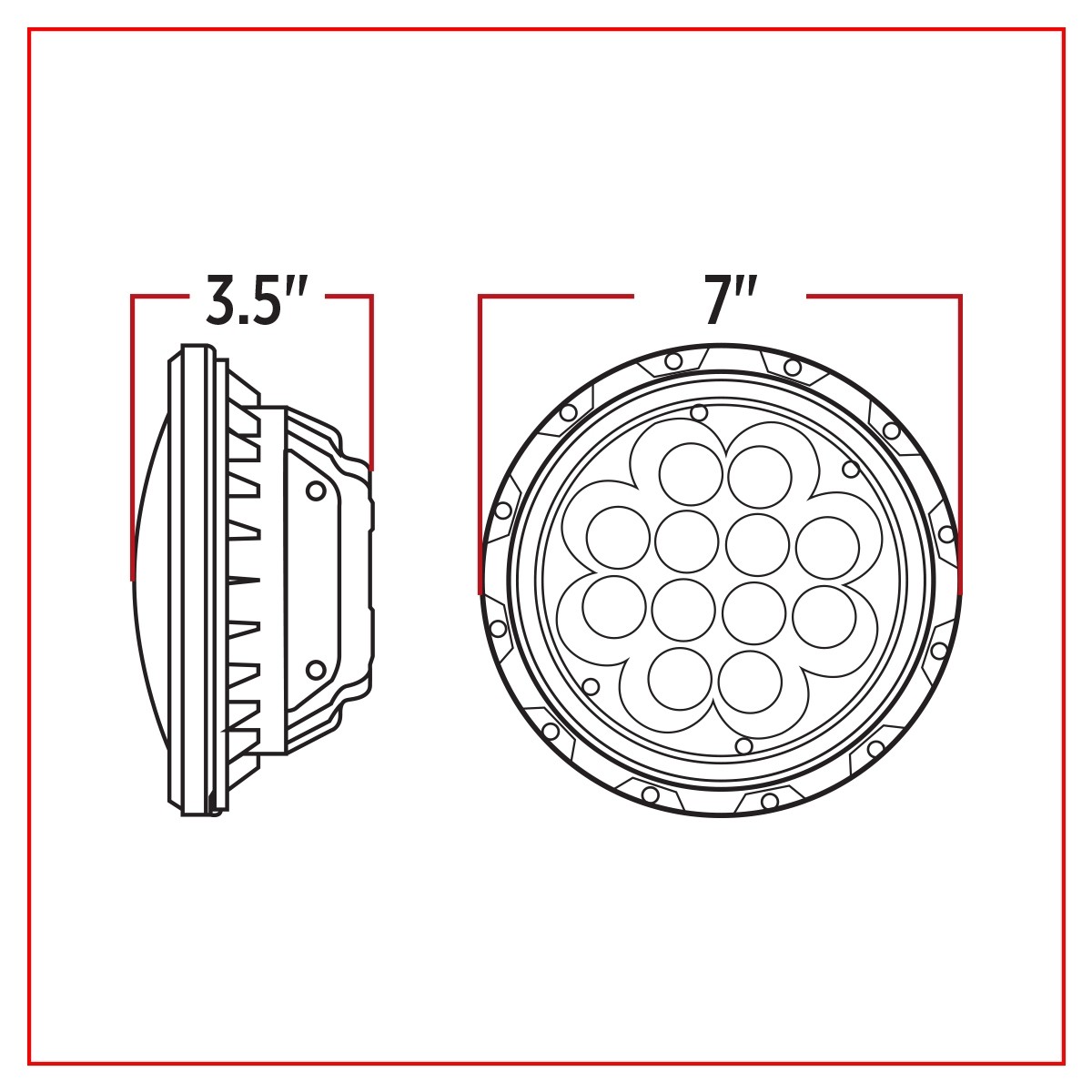 TRUX - Phare avant rond - projecteur 7 po DEL économique avec anneau auxilière blanc - TLED-H51 – Image 5