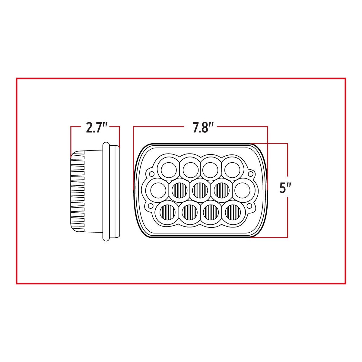 TRUX - Phare avant Standard DEL 5 x 7 po - TLED-H52 – Image 4